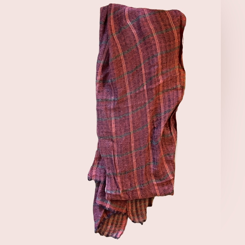 Plaid Pink and Gray Scarf